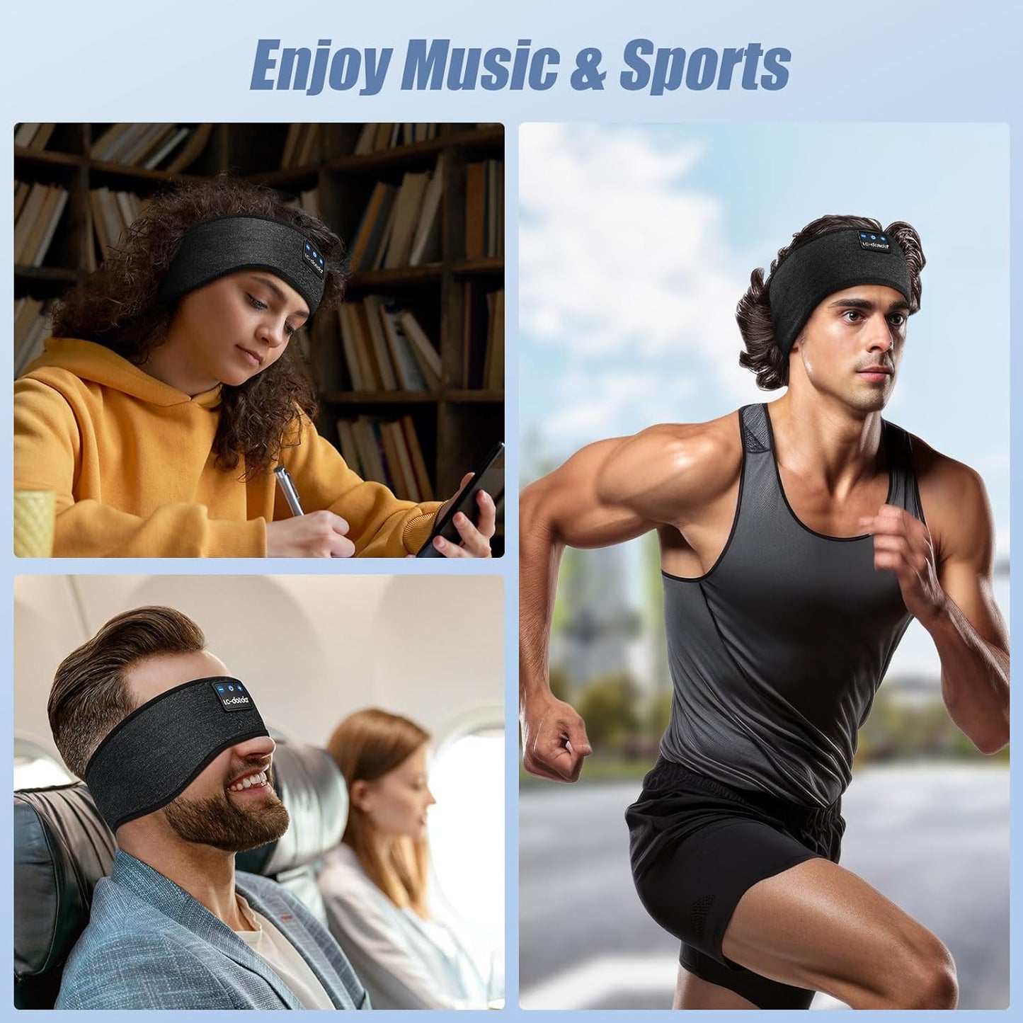 Bluetooth Headband, Sleep Headphones Headband Headphones Earphones Wireless, Sleep Mask for Sleeping, Sports, Gifts, Workout, Jogging, Yoga,Insomnia, Air Travel, Meditation