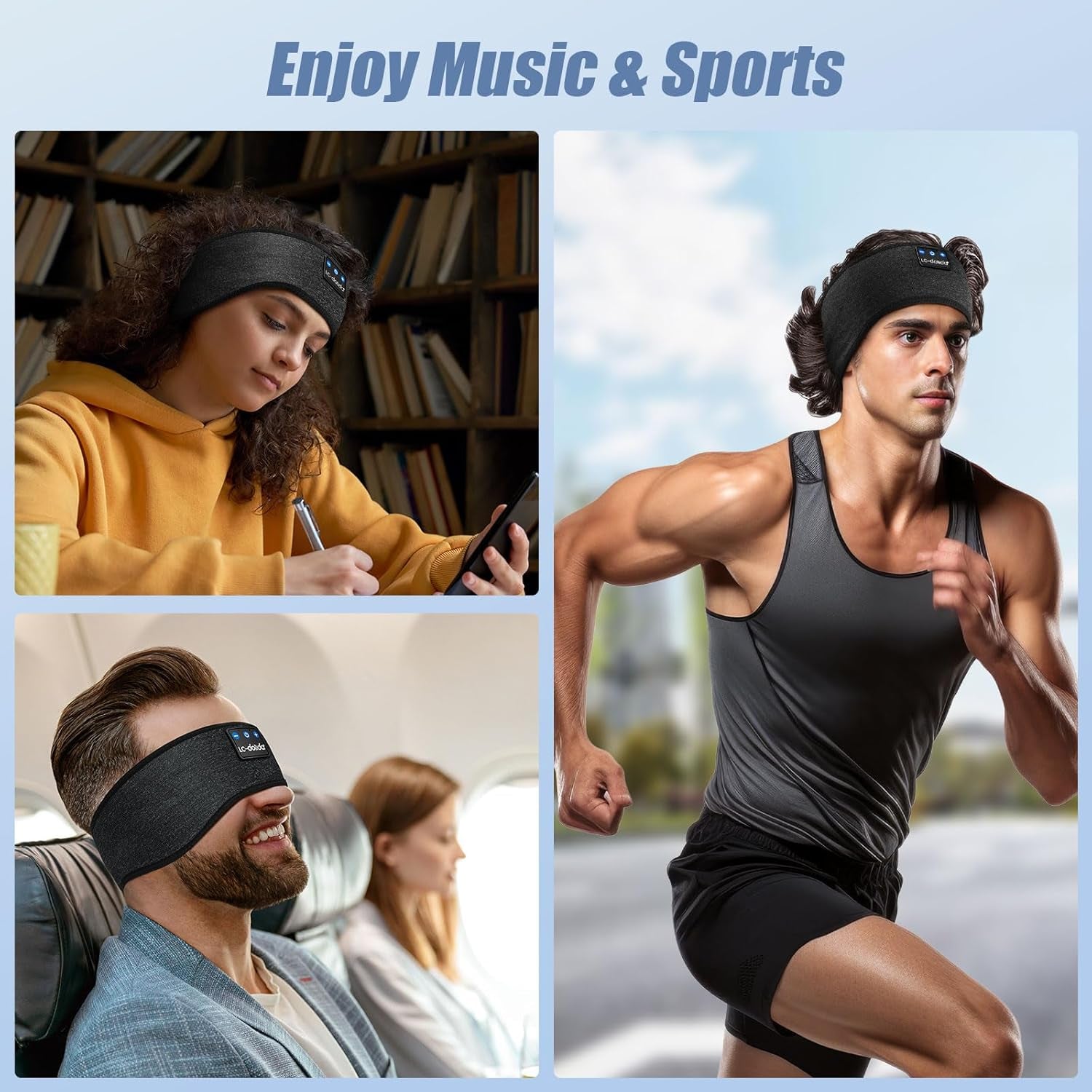 Bluetooth Headband, Sleep Headphones Headband Headphones Earphones Wireless, Sleep Mask for Sleeping, Sports, Gifts, Workout, Jogging, Yoga,Insomnia, Air Travel, Meditation