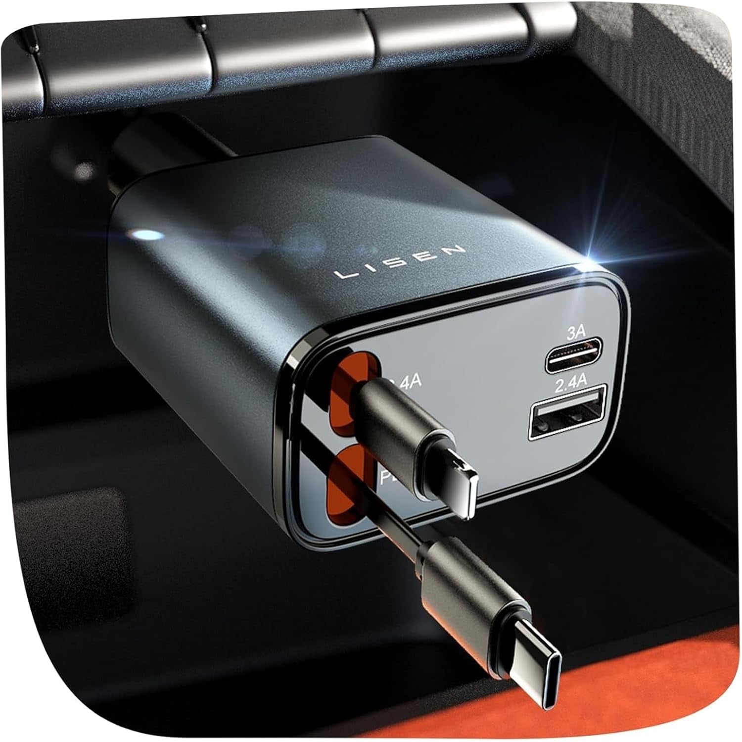 Retractable Car Charger, 69W USB C Car Accessories Adapter for Iphone 16 USB C Charger Fast Charging, Toyota Tacoma Accessories, Travel Essentials Gifts for Women Men, for Iphone 16 Pro Max 15