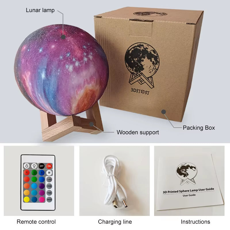 Real Price 12Cm 20Cm Star Kids Night Light LED Moon Table Touch Lamp with Wood Stand