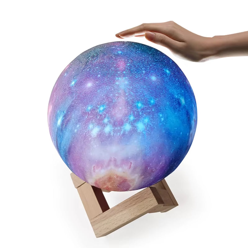 Real Price 12Cm 20Cm Star Kids Night Light LED Moon Table Touch Lamp with Wood Stand