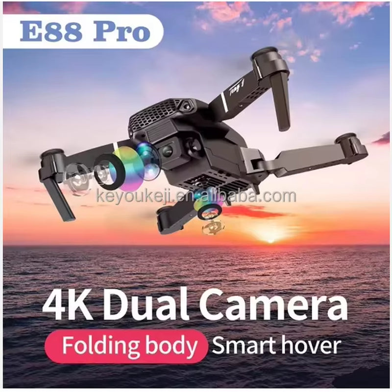 Wholesale E88 Mini Drone 4K Hd Dual Camera Fpv 15 Minutes Flying Long Range Rc Quadcopter Foldable Drone for Beginner